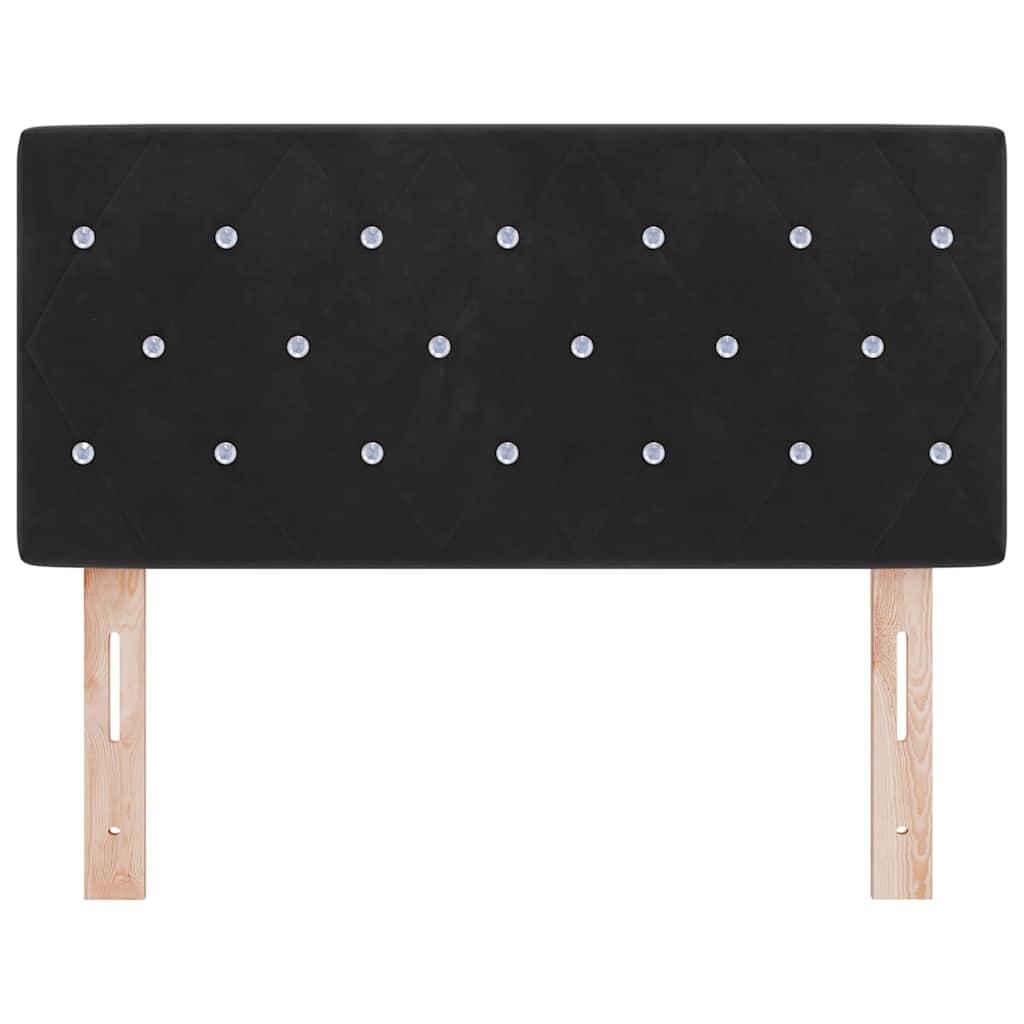 LED Headboard with LED Strip Lights Argyle Black 90 cm Velvet